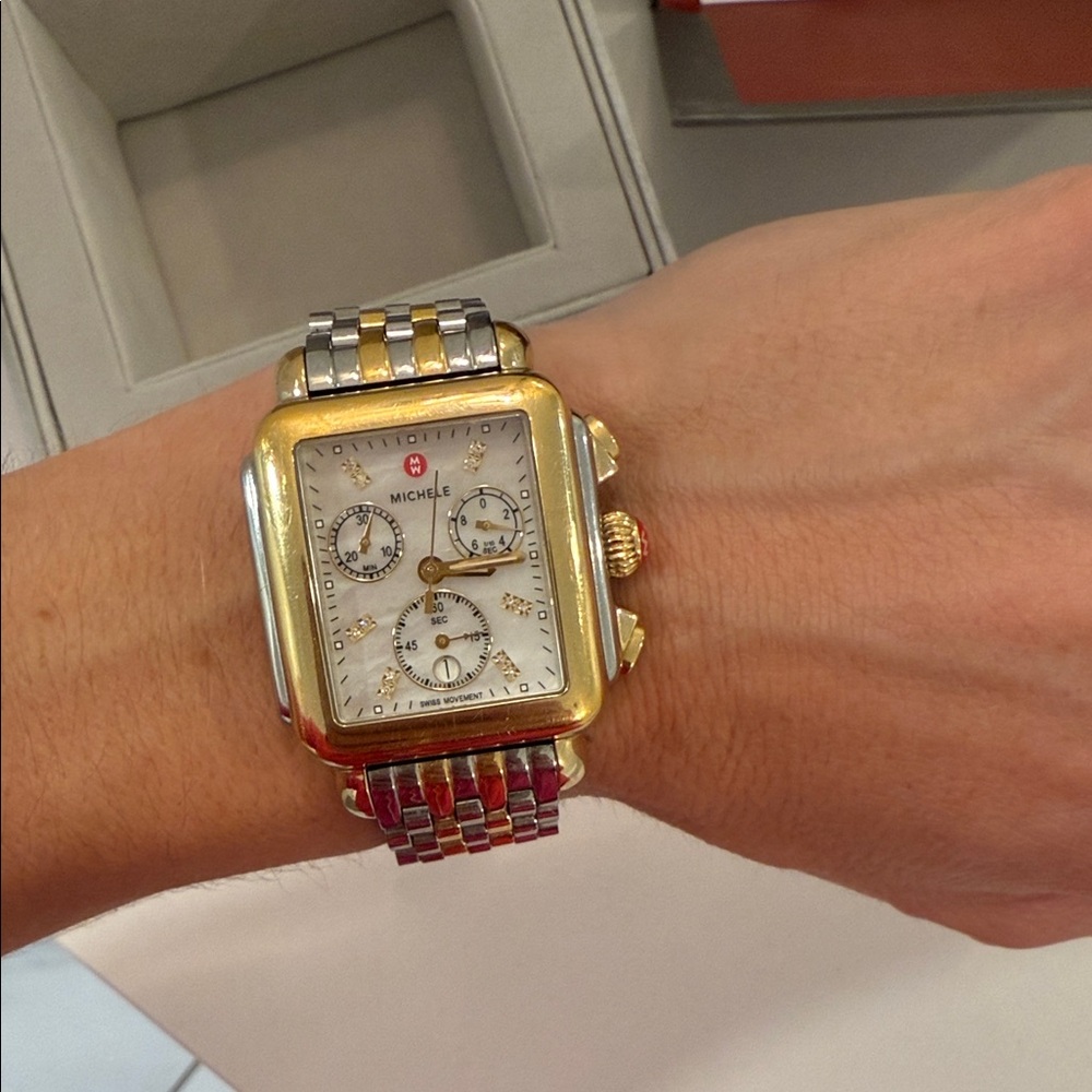Michele Deco Diamond watch Gold and Silver Chronograph Watch